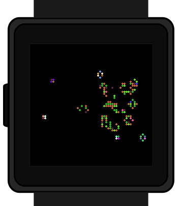 Game of Life running in the wasp-os simulator